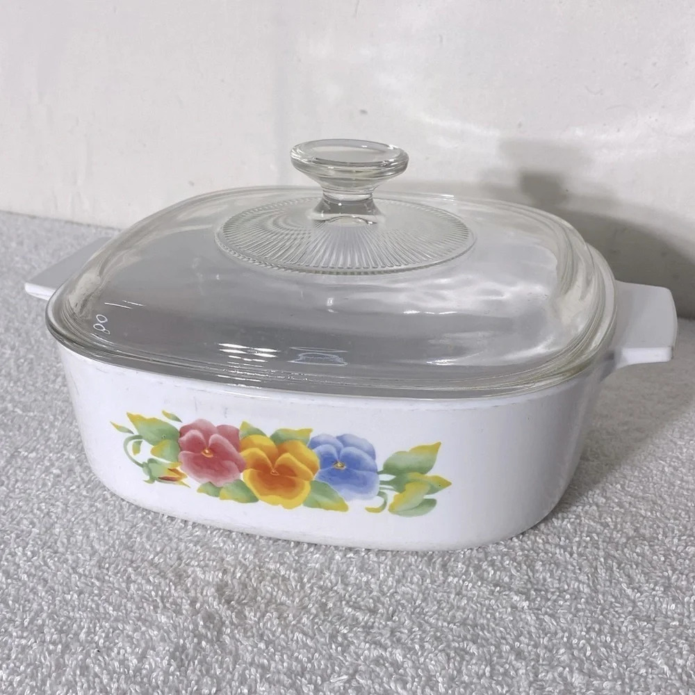 Vintage Corningware Summer Blush Casserole Dish A-2-B 2L W Glass Lid Cottagecore